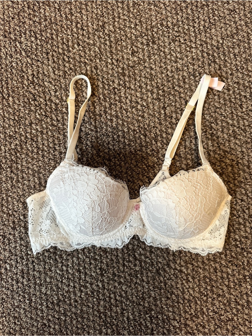 Victoria's Secret Dream Angles Lined Demi Lace Bra- Cream